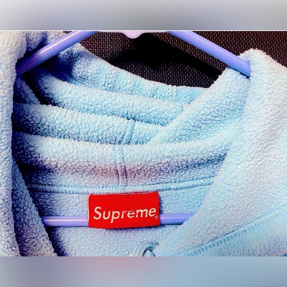 Supreme Polartec Fleece Hoodie Baby Blue Women’s Medium | Authentic SUPREME! - Picture 3 of 7